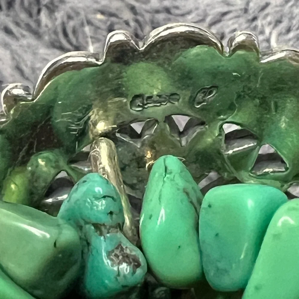 Carolyn Pollack Triple Strand Turquoise Nugget Bracelet with Silver Medallion